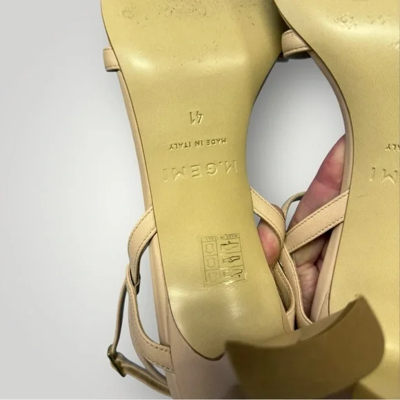 M. GEMI‎ The Caterina flared Heel Sandal Sz 41 Tan - Picture 9 of 9